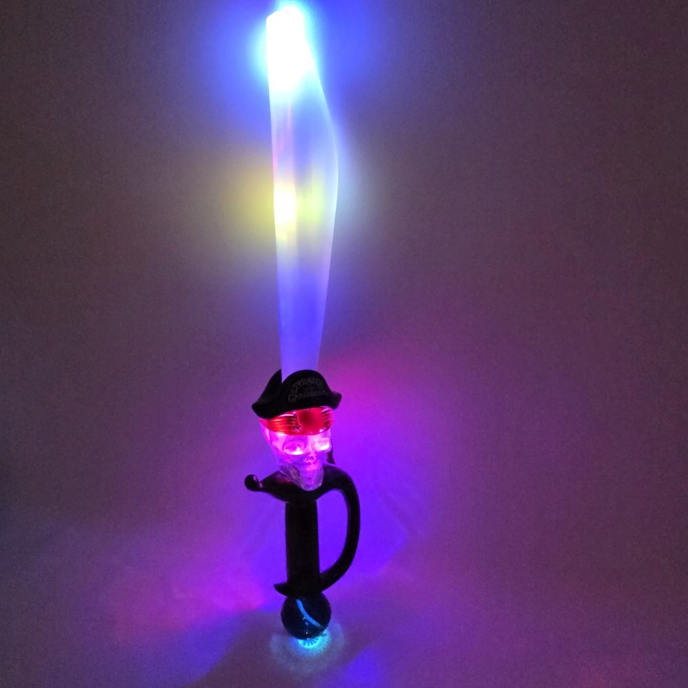 Disney Parks Pirates of the Caribbean Sword Light Up Bubble Wand Skull Toy Works